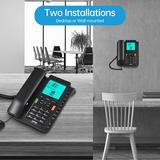 Bisofice Corded Phone Desk Landline Phone Telephone DTMF/FSK Dual System One Button Memory Button Support Hands-Free/Redial/Flash/Speed Dial/Ring Control Sound Real-time Date Large Screen for Elder
