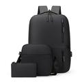 ametoys Business Bag Set USB High Capacity Laptop Backpack with Double Shoulder Bag for Men
