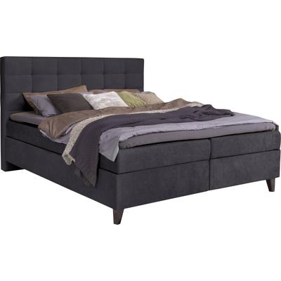 Boxspringbett ALINA "Neomi", grau (anthrazitgrau tbs 49), B:140cm L:212cm, Chenille TBS (100% Polyester), Komplettbetten, Boxspringbett, inklusive Matratze und Topper Image