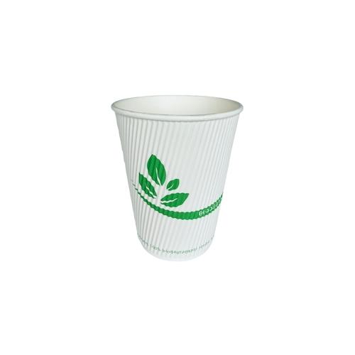 PackBio 500x Einwegbecher Kaffeebecher Trinkbecher Riffelbecher mit PLA Beschichtung 200 ml/8oz,Ø 80 mm