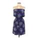 Eight Sixty Casual Dress - Mini Open Neckline Sleeveless: Blue Dresses - Women's Size Large