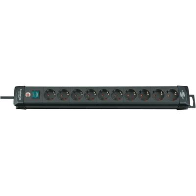 Steckdosenleiste BRENNENSTUHL "Premium-Line", schwarz, B:9cm H:59cm T:6,7cm, Steckdosenleisten, mit Schalter und mit 45 Winkel der Schutzkontakt-Steckdosen