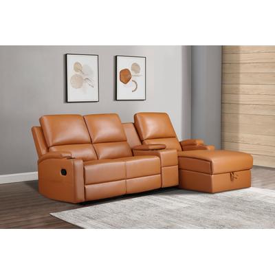 Ecksofa HOME AFFAIRE "NAPORI Multimediasofa, 3er Kinosessel XXL, L-Form, 3 Bezugsstoffe", braun (cognac), B:240cm H:105cm T:155cm, Sofas, Kinosofa mit Relaxfunktion, Getränkehalter, Staufach und Staukasten Image