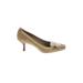 Cole Haan Heels: Slip On Kitten Heel Work Ivory Print Shoes - Women's Size 7 - Round Toe