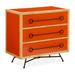 Jonathan Adler Wellington Steel 3 - Drawer Accent Chest Wood/Metal in Brown/Gray/Orange | 34 H x 36 W x 20 D in | Wayfair 33426