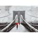 Andover Mills™ Walk Along Brooklyn Bridge - Print on Canvas in Black/Gray/Red | 32"H x 48"W | Wayfair 6147BCF45AAB41A3A3DF55364218D915