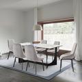 Orren Ellis Basilios 7 Piece Modern Trestle Dining Set w/ Gray Fabric Chairs Upholstered/Metal | 30 H x 35 W x 70 D in | Wayfair