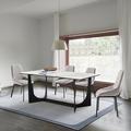 Orren Ellis Jodine 5 Piece Modern Trestle Dining Set w/ Gray Fabric Chairs Upholstered/Metal | 30 H x 35 W x 70 D in | Wayfair