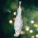 The Holiday Aisle® Elegant Winter Peacock Glass Christmas Ornament Glass in Blue/White | 7.5 H x 2 W x 2 D in | Wayfair