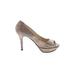 Lavender Label by Vera Wang Heels: Slip-on Stilleto Glamorous Gold Print Shoes - Women's Size 7 - Peep Toe