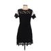 Romeo & Juliet Couture Casual Dress - A-Line Crew Neck Short sleeves: Black Solid Dresses - Women's Size Medium