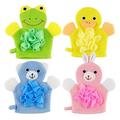 Hemoton 4pcs Cartoon Style Bath Towels Comfortable Kids Bath Scrubbing Cleaning Gloves