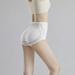 HUPOM Period Underwear For Women Silk Underwear For Women High waist Elastic Waist Solid Shaping & Control White L