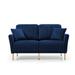 Tufted Back Loveseat Sofa Couch, Modern 2 Seater Velvet Upholstered Accent Sofa, Vertical Channel Settee with 2 Pillows