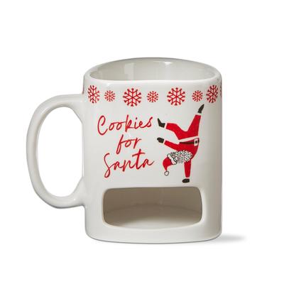 Cookies For Santa Sentiment Mug Bone China White Dishwasher Safe Mug with Pocket for Cookies. 6 oz.