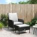 Suzicca Patio Chair with Footstool Black Poly Rattan