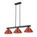 3 Light Billiard with Shade-8 inches Tall and 14 inches Wide-Matte Black Finish-Red Shade Color Bailey Street Home 372-Bel-4973334