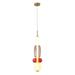 26.3 Height White Grey and Red Glass LED Pendant Whit Gold Hardware