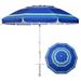 AMMSUN 8FT Large Heavy Duty Beach Umbrella with Sand Anchor UPF50+ Tilt Sun Shelter Stripe Blue