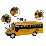 School Bus Toy Lights and Cool Openable Doors Pull Back Toy Yellow Color