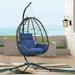 Anself Egg Chair with Stand Indoor Swing Chair Patio Wicker Hanging Egg Chair Hanging Basket Chair Hammock Chair with Stand for Bedroom Living Room Balcony