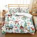 Merry Christmas Duvet Cover Set Christmas Santa Claus Tree Snowflake Pattern Decorative 3 Piece Bedding Set with 2 Pillow Shams