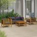 Dcenta 5 Piece Patio Set with Cushion Solid Acacia Wood