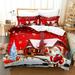 Christmas Duvet Cover Set 3 Pieces Red Reindeer Christmas Trees Comforter Cover with Zipper Closure Soft Microfiber Festival Bedding Sets(No Comforter)