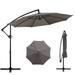 Walsunny Patio Offset Umbrella Easy Tilt Adjustment Crank and Cross Base Outdoor Cantilever Hanging Umbrella with 8 Ribs Dark Gray