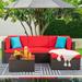 Walsunny 5 Pieces Patio Furniture Sets Outdoor All-Weather Sectional Patio Sofa Set PE Rattan Wicker Conversation Set Red