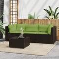 Dcenta 4 Piece Patio Set with Cushions Brown Poly Rattan