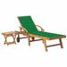 Dcenta Sun Lounger with Table and Cushion Solid Teak Wood
