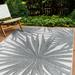 World Rug Gallery Tropical Leaves Nature Inspired Indoor/Outdoor Area Rug Gray - 5 X 7