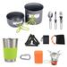 walmeck Camping Cookware Mess Kit Portable Pot and Pan Set for Camping Hiking Picnic Outdoor Furnace for 1-2 Person