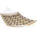 Quilted 2-Person Hammock With Curved Bamboo Spreader Bars - Heavy-Duty 450-Pound Weight Capacity - Polyester Hammock - And Bronze Quatrefoil