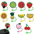 10pcs Straw Covers Silicone Fruit Plant Shape Straw Cover Cap Kit 8mm Drinking Dust Plugs Set Reusable Spill Proof Straw Tips Cover Cartoon Stopper Set Cup Accessories - style3;