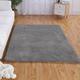 Rug Indoor Shag Area Rug for Living Room Fluffy Rug Bedroom Shag Area Rug Non-Slip Washable Carpet Solid Black Area Rug Throw Rugs for Dining Room Dorm Grey 4 x 6