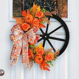 Lksixu Fall Wreath For Front Door Artificial Fall Decor With Led Light Sunflower Maple Leaf Berries Basket Fall Decorations For Indoor Outdoor Thanksgiving Decorï¼ŒChristmas Wreath