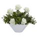 Nearly Natural A1224-WH 16â€� Roses and Eucalyptus Artificial Arrangement in White Vase