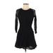 Sandro Casual Dress - A-Line Crew Neck 3/4 sleeves: Black Print Dresses - Women's Size Medium