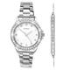 Sekonda Elizabeth Gift Set Silver Bracelet White Dial Silver Bracelet Women's Quartz Watch 33mm with Stone Set Case, Analogue Display and Stainless Steel Bracelet