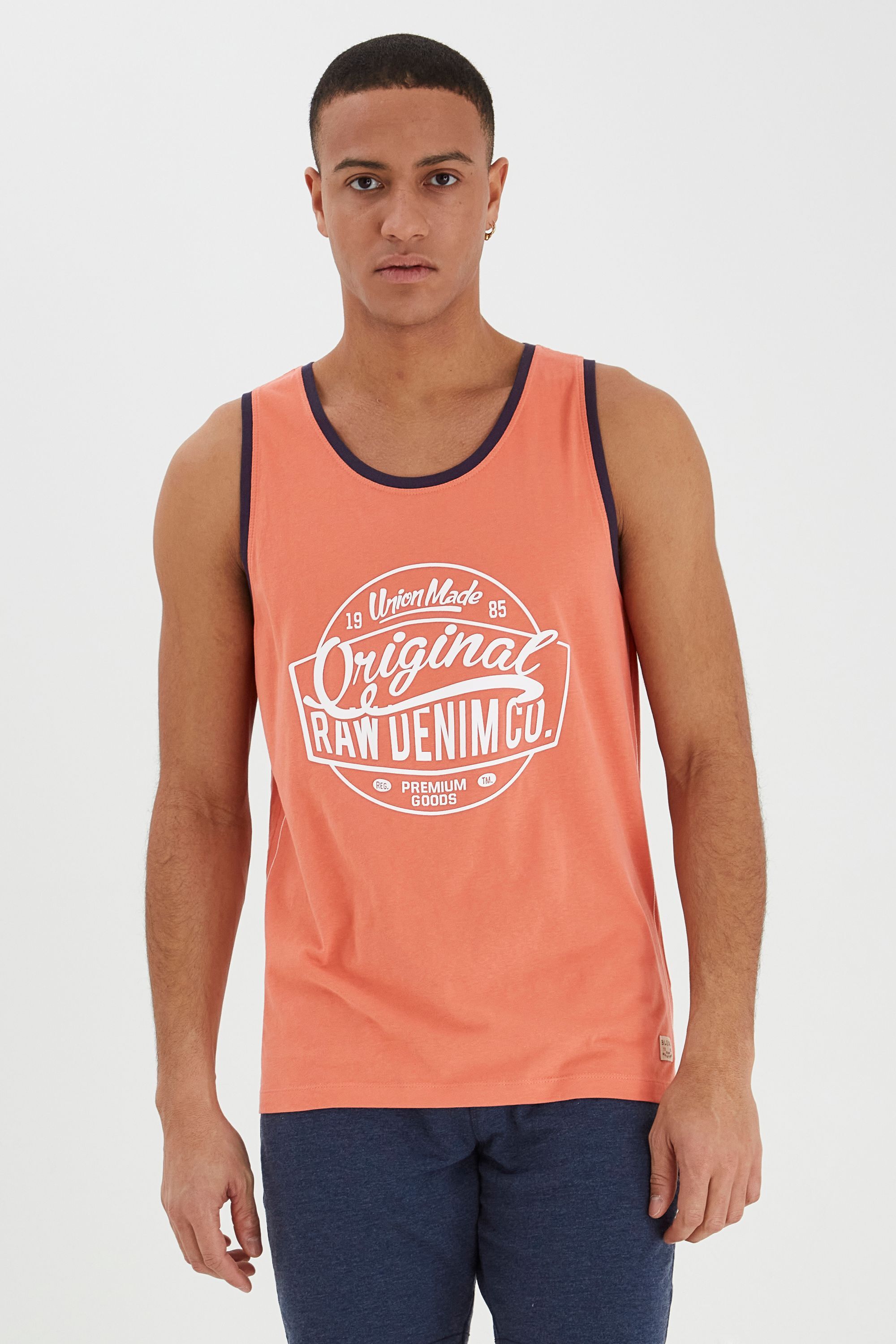 Tanktop BLEND "BHWalex", Herren, Gr. M, rot (coral sea rot), Web, 100% Baumwolle, unifarben, regular fit, Rundhals, eng angesetztes Bündchen, Tops Tanktop, Lässiges Tanktop mit Rundhalssauschnitt