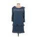 Banana Republic Casual Dress - Shift Scoop Neck 3/4 sleeves: Blue Solid Dresses - Women's Size 6