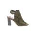 Mia Heels: Green Solid Shoes - Women's Size 6 1/2 - Open Toe
