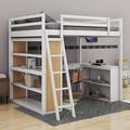 Harriet Bee Hallacy Full Size Loft Bed w/ Ladder, Shelves, & Desk in White | 69.1 H x 75.3 W x 77.8 D in | Wayfair 12D9D708F1444FB7AC221A25AAA4892F