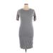 Lularoe Casual Dress - Sheath Crew Neck Short sleeves: Gray Solid Dresses - New - Women's Size Large