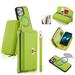 ELEHOLD Wallet Phone Bag with Case for iPhone 14 Large Capacity Multi-Functional Case with Card Holders Zipper Purse Wriststrap Crossbody Shoulder Strap Handbag Case for Women Girls green