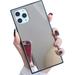 for iPhone 15 Mirror Case Square Phone Case for Women Girls Makeup Cute Glass Glossy Mirror Back Shockproof Soft Silicone Bumper TPU Frame Protective Case for iPhone 15 6.1 inch Silver