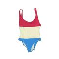 Solid & Striped One Piece Swimsuit: Blue Swimwear - Women's Size X-Small