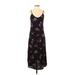 Catherine Malandrino Casual Dress - Midi Scoop Neck Sleeveless: Black Floral Dresses - Women's Size X-Small